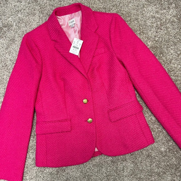 J. Crew Jackets & Blazers - NWT J.Crew Tweed Schoolboy Blazer Sweet Fuchsia Women Size 4 Pink‎ BW287 Classic